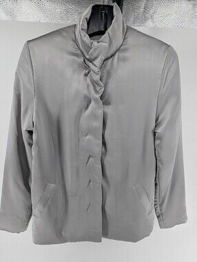Women’s Silver/Gray Silk Button Up Jacket Size Small